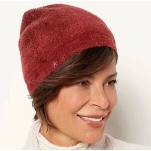 Barefoot Dreams Cozy Chic Lite Confetti Beanie Hat Crimson Rosewood Soft